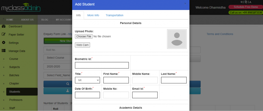 add student information