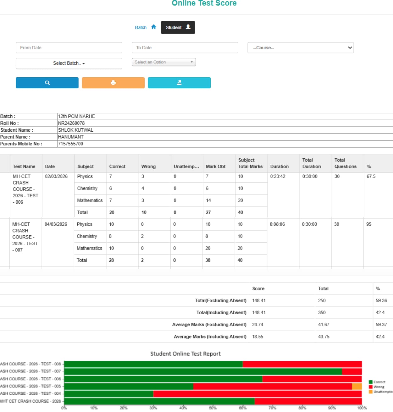 JEE Neet Online Exam Interface
